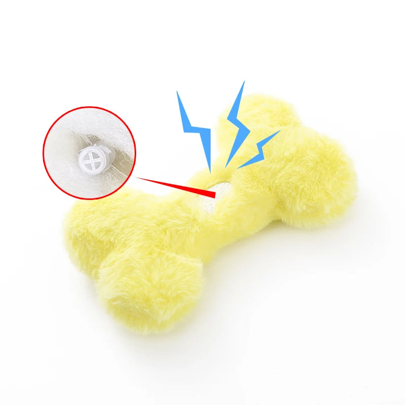 Squeaky Plush Bone Dog Toy-Soft Chew & Perfect for Play