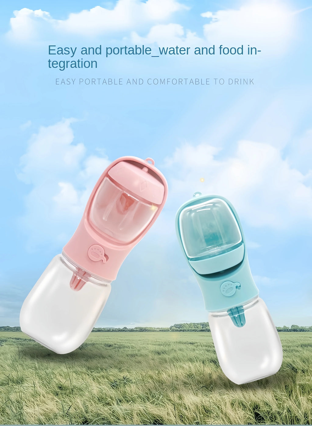 Portable Dog Water Bottle & Food Container