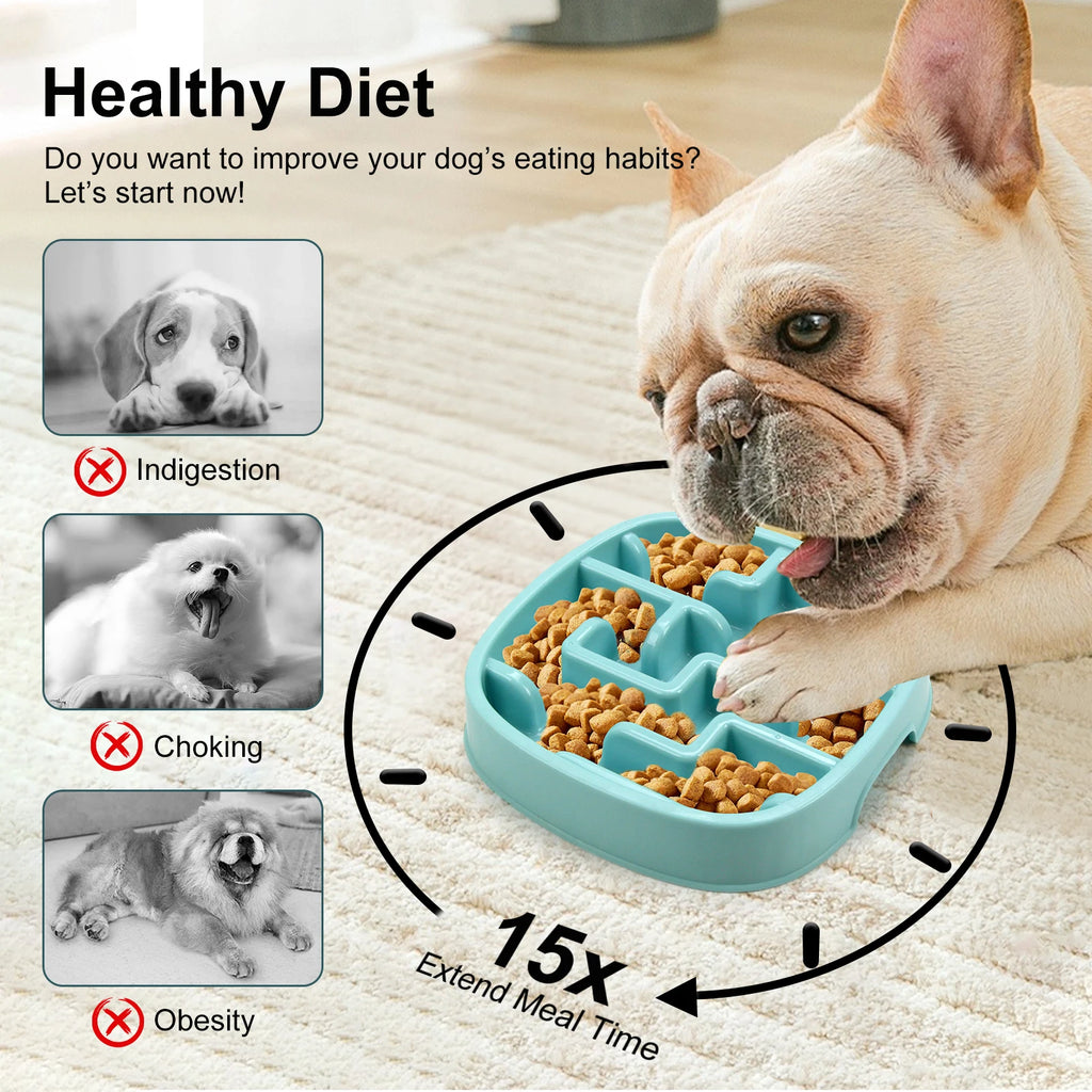 Slow Feeder Dog Bowl- Non-Slip, Anti-Choke & Healthy Eating Solution