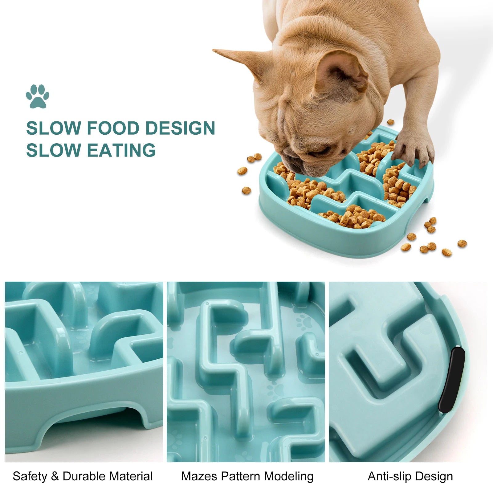 Slow Feeder Dog Bowl- Non-Slip, Anti-Choke & Healthy Eating Solution