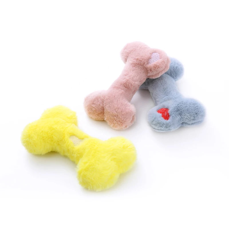 Squeaky Plush Bone Dog Toy-Soft Chew & Perfect for Play