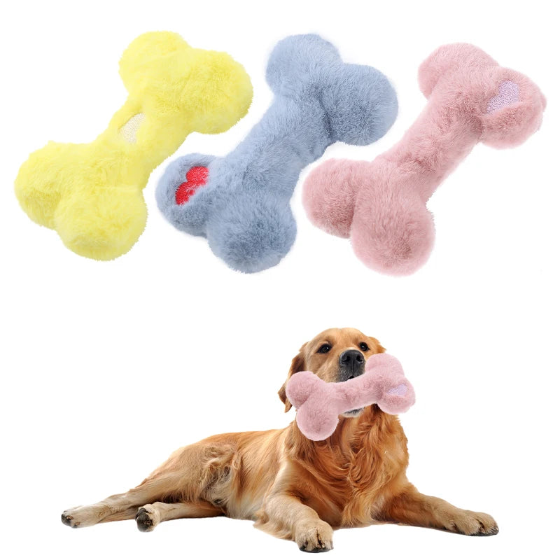 Squeaky Plush Bone Dog Toy-Soft Chew & Perfect for Play